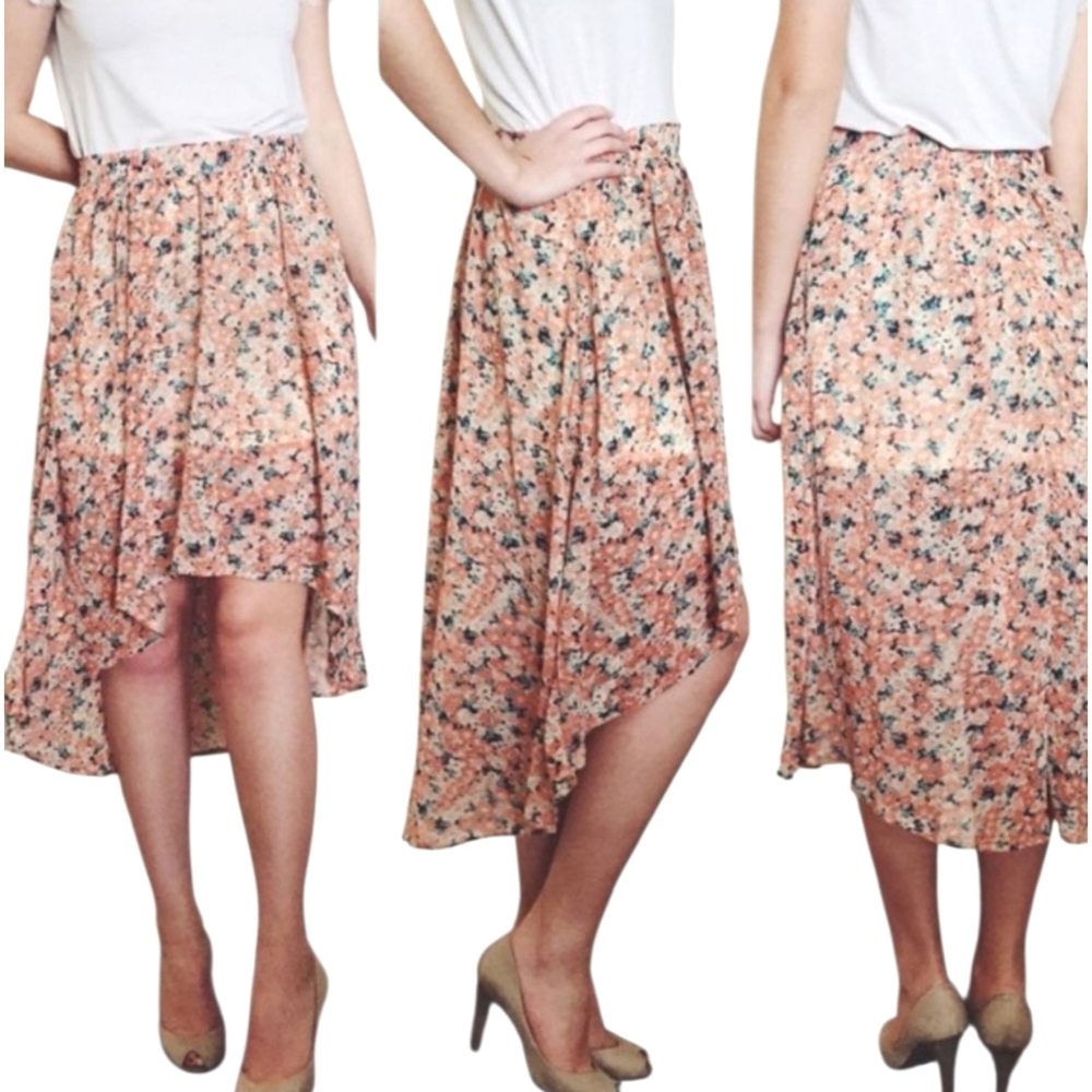 One Clothing Hi Low Floral Skirt Multicolor Size S